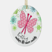 Stricknadelschmetterlingsgarn Weihnachtsverzierung Keramik Ornament (Rechts)