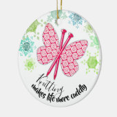 Stricknadelschmetterlingsgarn Weihnachtsverzierung Keramik Ornament (Links)