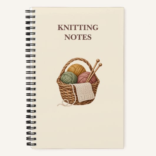 Stricknotizen Gemütlicher Garnkorb Notizbuch (Vorderseite)