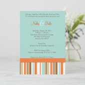 Strickorange und blaue Babydusche Einladung (Stehend Vorderseite)