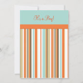 Strickorange und blaue Babydusche Einladung (Rückseite)