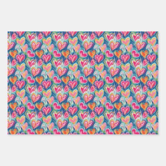 Strickpapier für gestrichene Herzen - Flachblatt-S Geschenkpapier Set (Vorderseite 3)