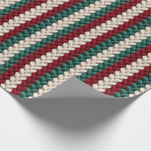 Strickpapier für Weihnachtsstreifen Geschenkpapier (Ecke)