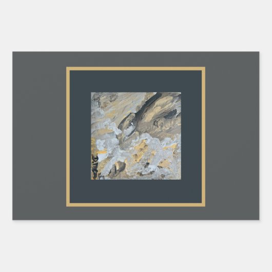 Strickpapier in Grau und Gold Geschenkpapier Set (Vorderseite)