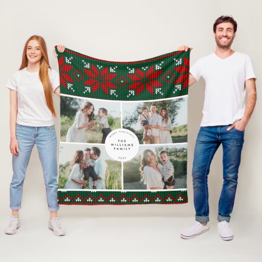 Strickpullover-Muster Familienfoto Fleecedecke (Beispiel)