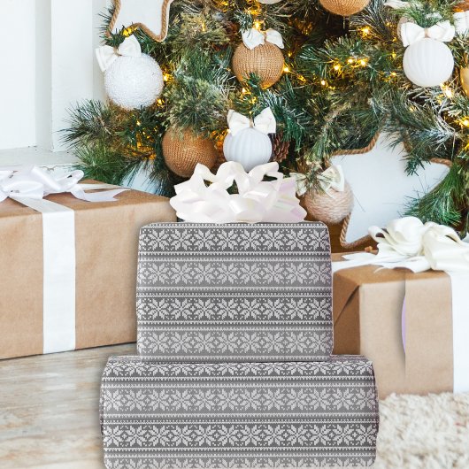Strickpullover-Muster Snowflake Wintergrau Geschenkpapier