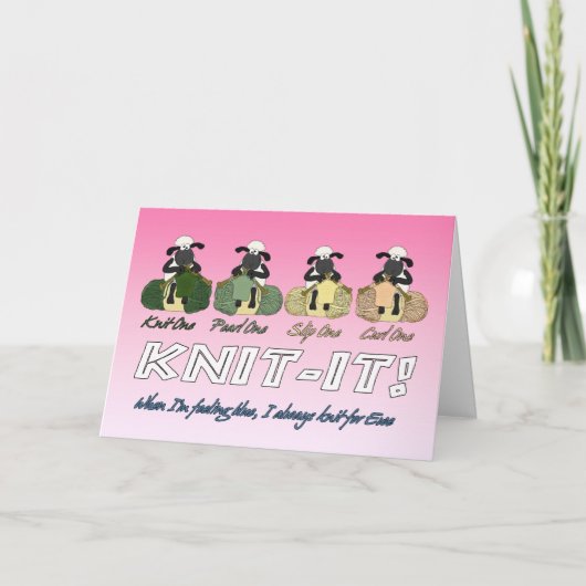 Strickschaf-Grußkarte - wenn ich Gefühl bl bin Karte (Vorderseite)