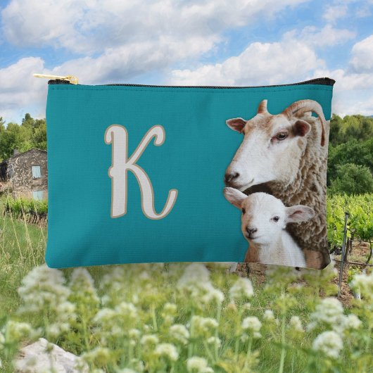 Strickschaf Lamm Monogramm Zubehörtasche