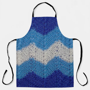 Strickstoff mit gestreiften Figuren blau-weiß Schürze