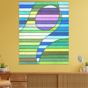 Strickte Abstrakte grüne Wellen und Lila Kreis Leinwanddruck