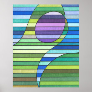 Strickte Abstrakte grüne Wellen und Lila Kreis Poster