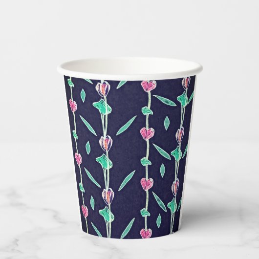 Strickte Blume Pappbecher (Rückseite)