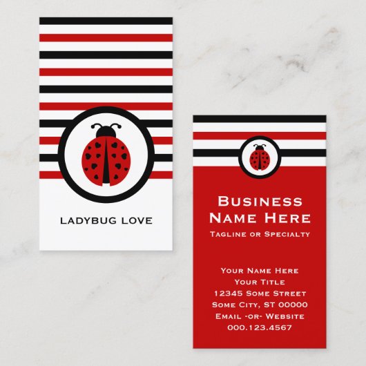 Strickte Chic Ladybug Business Card Visitenkarte (Vorne/Hinten)