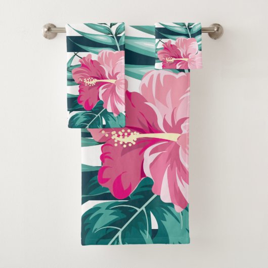 Strickte exotische Blume Sommerdesign Badhandtuch Set (Insitu)