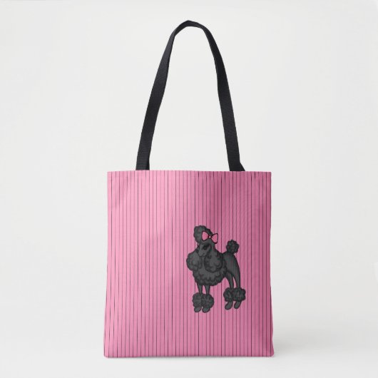 Strickte französische Poodle Tote Tasche (Vorderseite)