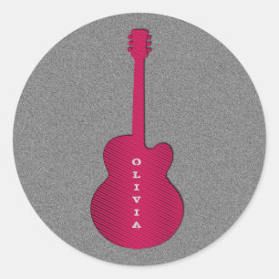 Strickte Gitarrenklingeln, Hot Pink Runder Aufkleber