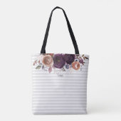 Strickte Lila und Burgundy Floral Monogramm Tasche (Rückseite)