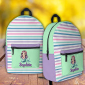 Strickte lila und Minze mermaid Druckknopfbeutel Bedruckter Rucksack