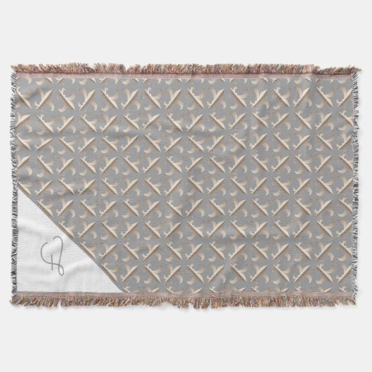 Strickte Lilie Muster Mit Monogramm Decke (Vorderseite)