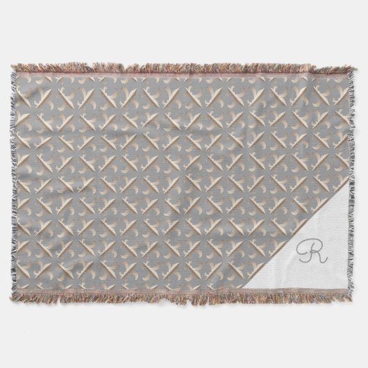 Strickte Lilie Muster Mit Monogramm Decke (Vorderseite)