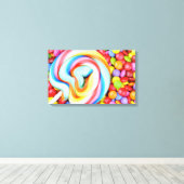 Strickte Lollipop und farbenfrohe Smarties Leinwanddruck (Insitu (Holzboden))