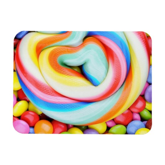 Strickte Lollipop und farbenfrohe Smarties Magnet (Horizontal)