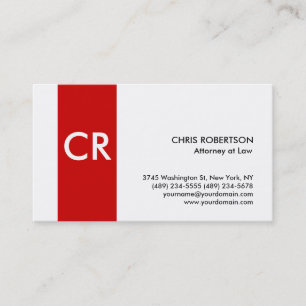 Strickte Monogram White Red Standard Business Card Visitenkarte
