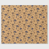 Strickte Ochre Halloween-Pilze und Schmetterling Geschenkpapier (Flach)