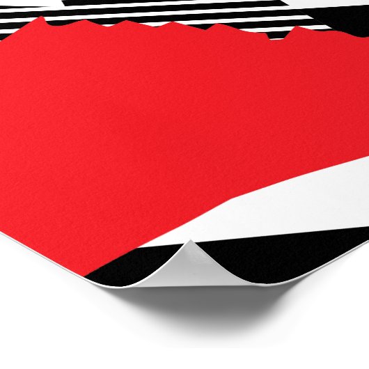 Strickte Pop Art. Rote, schwarze, weiße coole Silh Poster (Ecke)