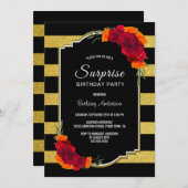 Strickte Rose Blumenüberraschung Geburtstagsparty Einladung (Vorne/Hinten)