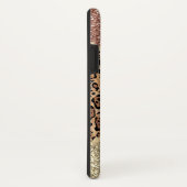 Strickte Rose Gold Glitzer Leopard Monogramm Case-Mate iPhone Hülle (Hinten/Rechts)