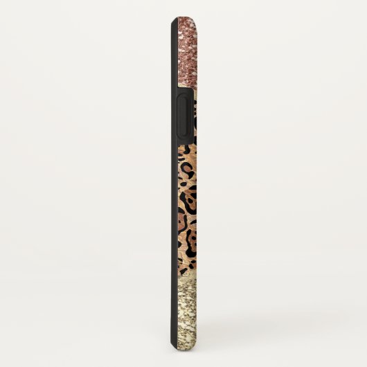 Strickte Rose Gold Glitzer Leopard Monogramm Case-Mate iPhone Hülle (Hinten/Rechts)