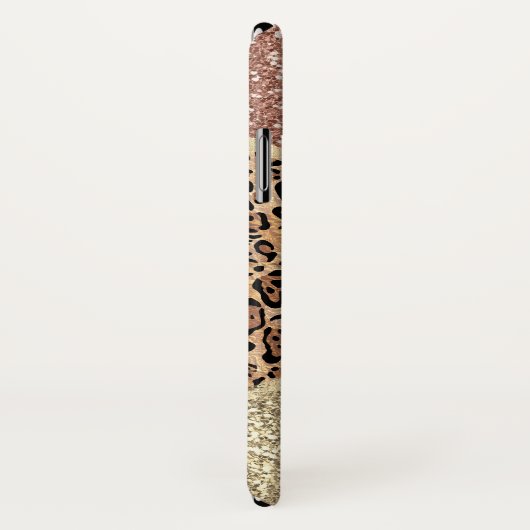Strickte Rose Gold Glitzer Leopard Monogramm Case-Mate iPhone Hülle (Hinten/Rechts)