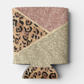 Strickte Rose Gold Glitzer Leopard Monogramm Dosenkühler (Rückseite)