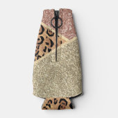 Strickte Rose Gold Glitzer Leopard Monogramm Flaschenkühler (Rückseite)