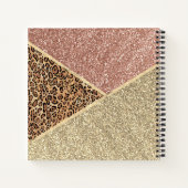 Strickte Rose Gold Glitzer Leopard Monogramm Notizblock (Rückseite)