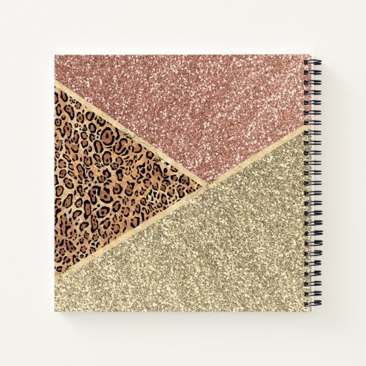 Strickte Rose Gold Glitzer Leopard Monogramm Notizblock (Rückseite)