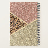 Strickte Rose Gold Glitzer Leopard Monogramm Planer (Rückseite)