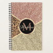 Strickte Rose Gold Glitzer Leopard Monogramm Planer (Vorderseite)