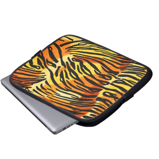 Strickte Tiger Fur Print Pattern Laptopschutzhülle (Vorne Knopf)