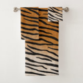 Strickte Tiger Fur realistische exotische Tierausd Badhandtuch Set (Insitu)