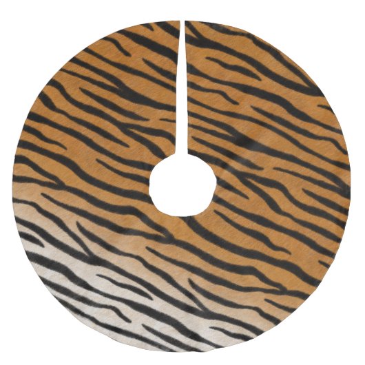 Strickte Tiger Fur realistische exotische Tierausd Polyester Weihnachtsbaumdecke (Vorderseite)