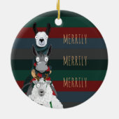 Strickte Wintertiere "Merrily Merrily" Keramik Ornament (Hinten)