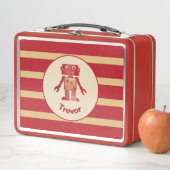 Strickter Mit Monogramm Red Gold Roboter mit Namen Metall Brotdose (Beispiel)