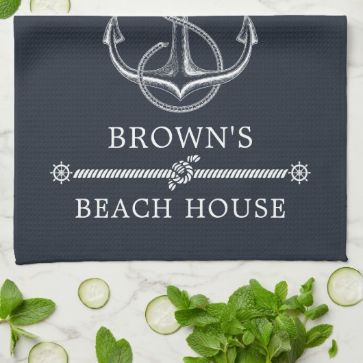 Strickter Strand für Nautical Anchor Geschirrtuch (Gefaltet)