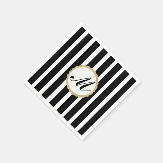 Stricktes Schwarz-weißes Monogramm-Papier Napkins Serviette (Ecke)