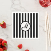 Stricktes Schwarz-weißes Monogramm-Papier Napkins Serviette (Beispiel)