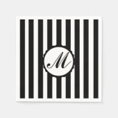 Stricktes Schwarz-weißes Monogramm-Papier Napkins Serviette (Vorderseite)