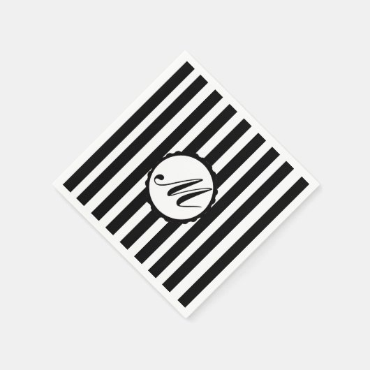Stricktes Schwarz-weißes Monogramm-Papier Napkins Serviette (Ecke)