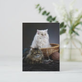 Strickwolle lustige Geburtstagsfurry Perserkatze Postkarte (Stehend Vorderseite)